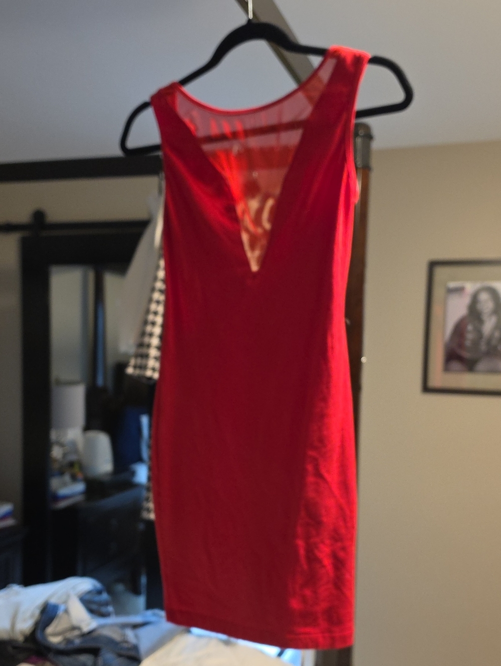 American Apparel Red Sheer Mesh Bodycon Mini Dress